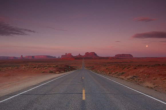 sunrise with full moon, Monument Valley